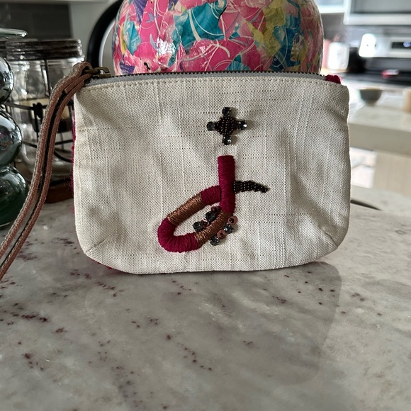 Anthropologie Miss Albright Linen/Wool Embossed Wristlet NWT - Picture 1 of 9